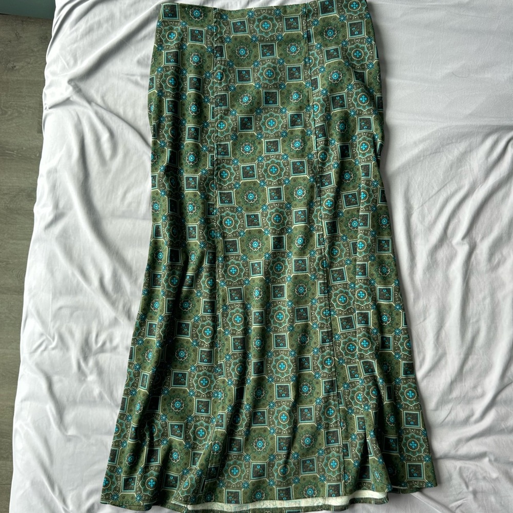 Vintage Green and Blue Patterned skirt by notations